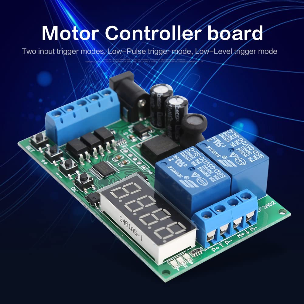 DC 5V-24V Motor Forward Reverse Controller, Relay Timing Delay Cycle Control Board for DC Motor Speed Reversing with Stop Function, Energy Saving Mode
