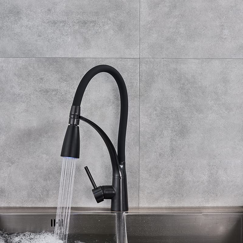 Robinet d'évier de cuisine noir anti-éclaboussure à poignée unique ergonomique