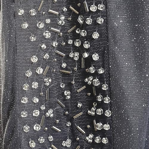 Image of S.L. Fashions Womens Long Length Ruched Waist Formal Mother of The Dress with Beaded Illusion 3 /4 Sleeves (Plus Size)