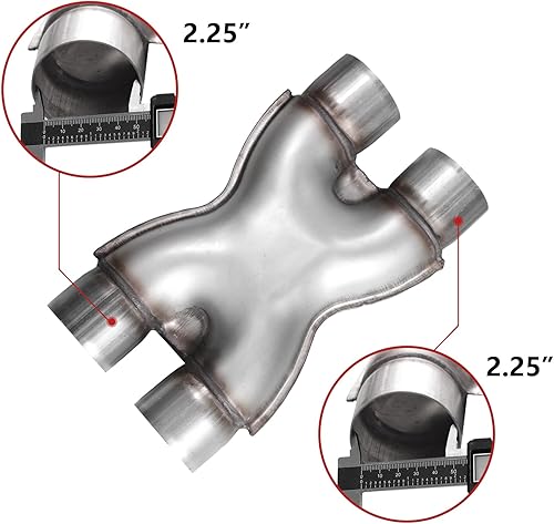 Miniatura 5 de Tubo de escape X de entrada de 2.25 pulgadas, tubo de escape universal de acero inoxidable, entrada de 2.25 pulgadas, salida de 2.25 pulgadas,