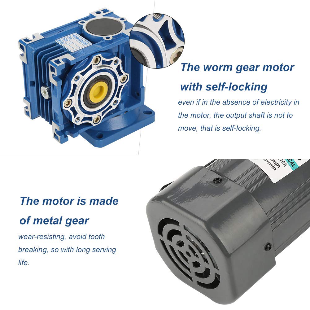AC-Getriebemotor, 90 W, 220 V, Selbsthemmender Getriebemotor mit Drehzahlregler für Industrielle Hausautomationsförderer (Untersetzungsverhältnis 15k)