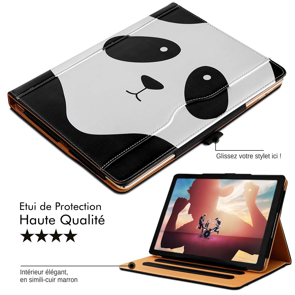 Étui de protection à rabat en cuir pour tablette Samsung Galaxy Tab A9