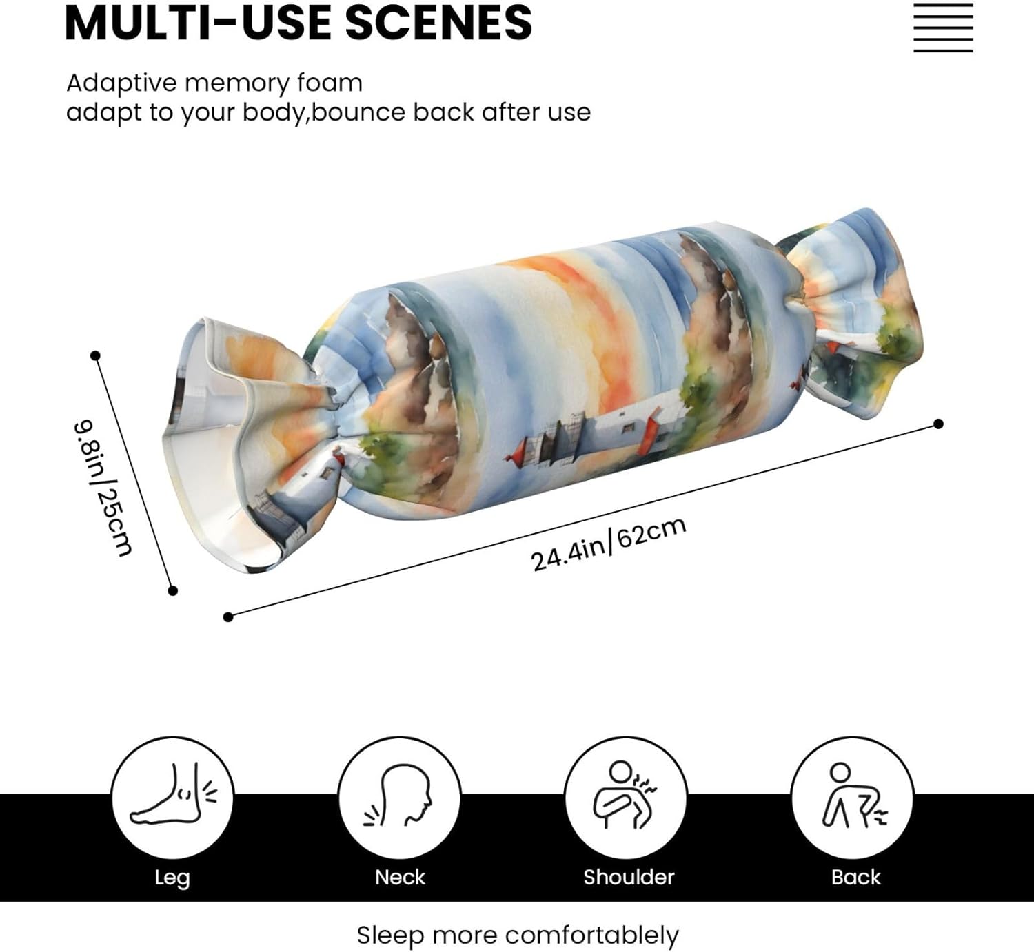 Lighthouse Print Candy Cylindrical Pillow Round Bolster Pillows Versatile Use Decor Bedroom Travel