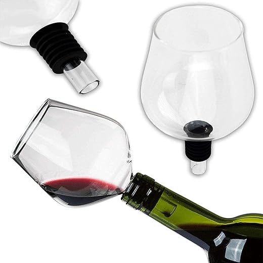 VIKING GEAR XXL Flaschenaufsatz für Weinflaschen aus Glas mit Silikondichtung. Weinglasaufsatz – Weinglasaufsatz – JGA – Weinglas – Party-Scherzartikel – Trinken aus der Flasche