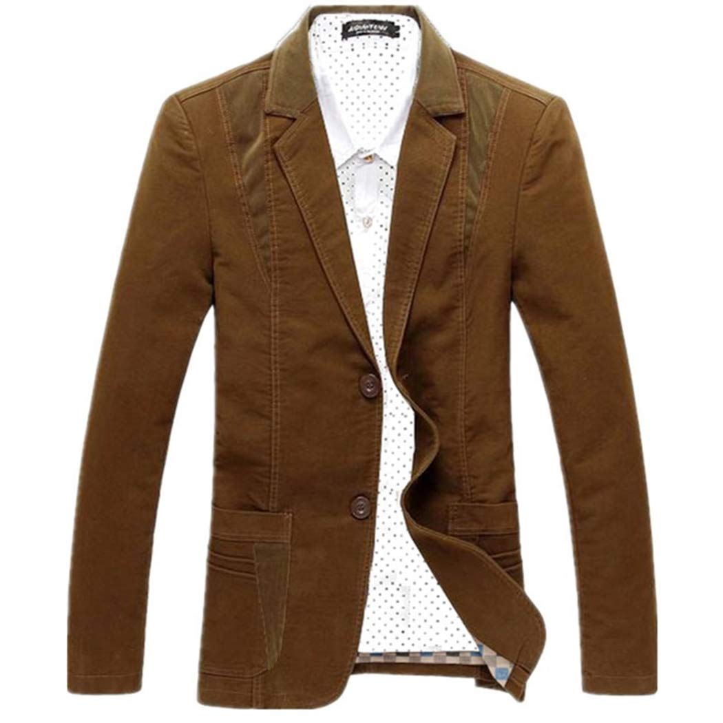 Goorape Men's Casual Suit Jacket Corduroy Collar 2 Buttons Blazer Jacket