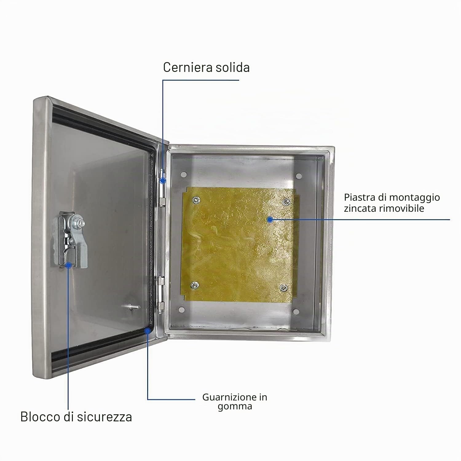 Scatola Derivazione Esterna in Acciaio Inossidabile,Coperchio Scatola Elettrica da Esterno,Scatole di Progetto Impermeabile per Elettronica con Piastra di Montaggio Isolante|25 * 20 * 12CM