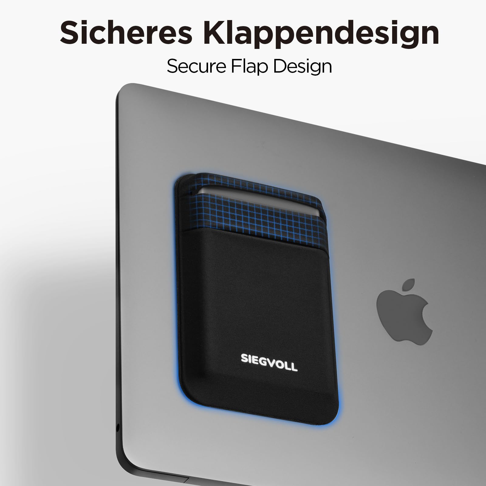 Siegvoll 2-kieszeniowa torba samoprzylepna na laptopy (1 sztuka), kompatybilna z przenośnym zewnętrznym dyskiem SSD (np. Samsung, Crucial), kablami USB i innymi – czarna