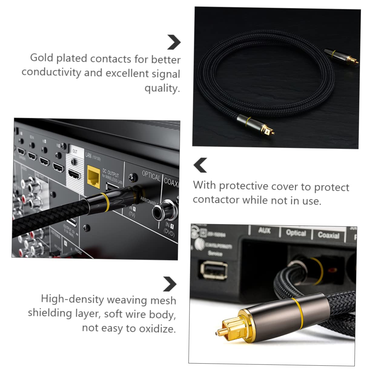 Lurrose Câble Audio à Fibre Optique Noir de 15m Couverture Protectrice, Qualité de Signal et Résistance la Déformation, pour Barre de Son et Consoles de Jeux