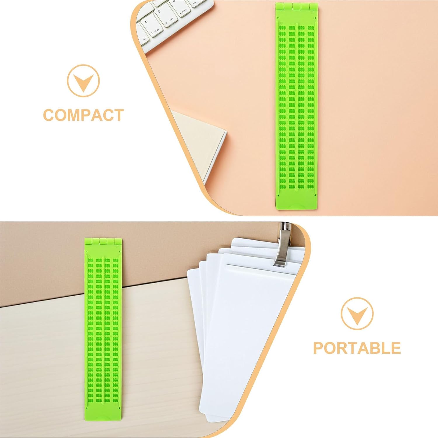 SHOWERORO 2 Sets Braille Label Maker and Stylus Kit - 4 Line 28 Cells Braille Writing Board - Beginners Blind Learning Fingerboard with Stylus for Visually Impaired Students