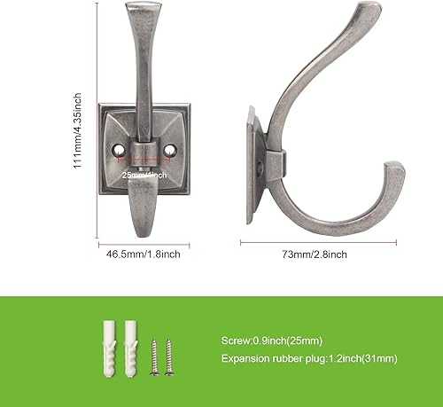 Miniatura 2 de TUNNY Ganchos para colgar en la pared de diseño antiguo, ganchos de bronce champán, paquete para 5 armarios de zapatos de entrada, armario, baño,
