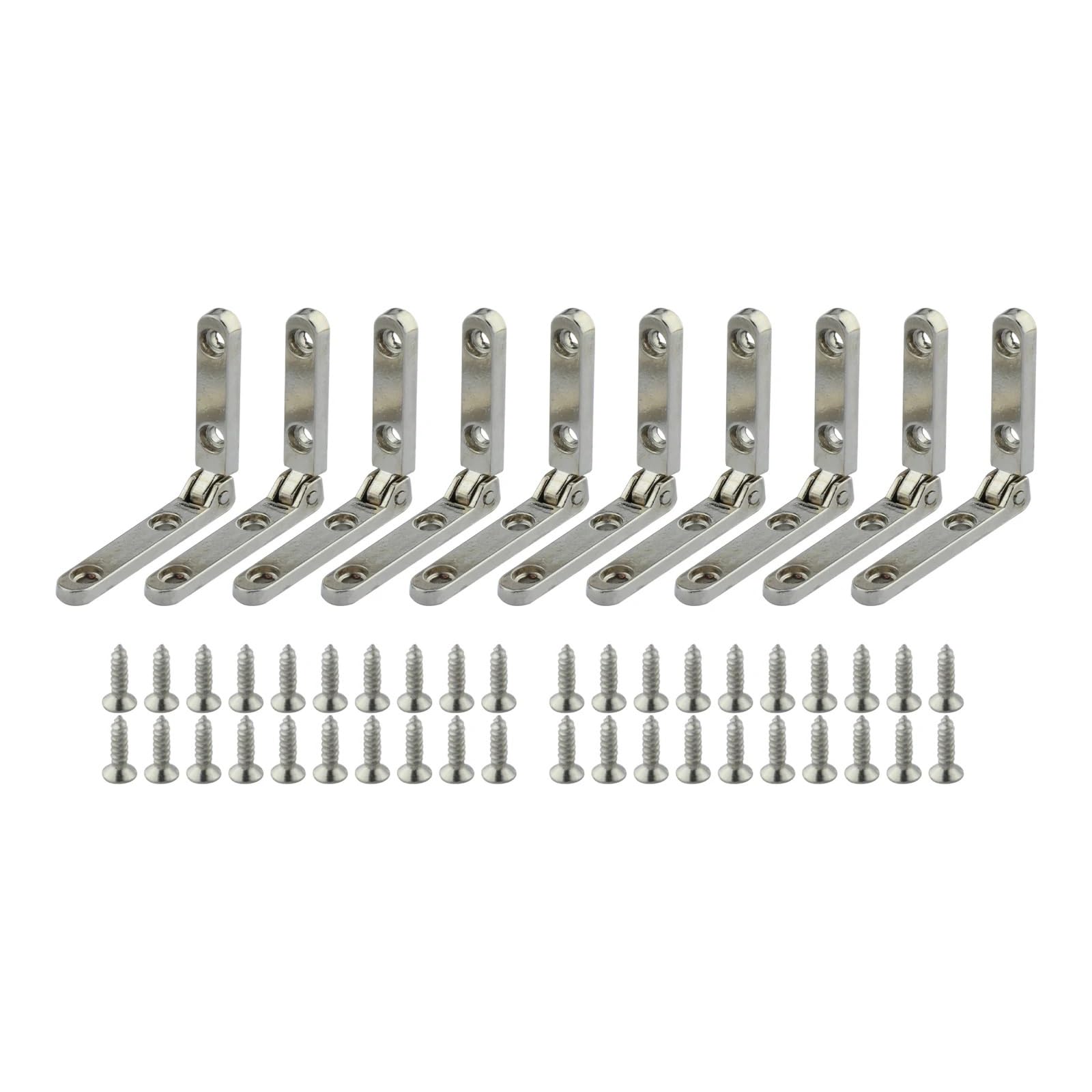 10pcs 90 Degree Folding Hinges for Jewelry Gift Wine Box Wooden Chest Case Cabinet Furniture Small Hinge with Screws 30 * 6mm for Folding Furniture(Sliver)