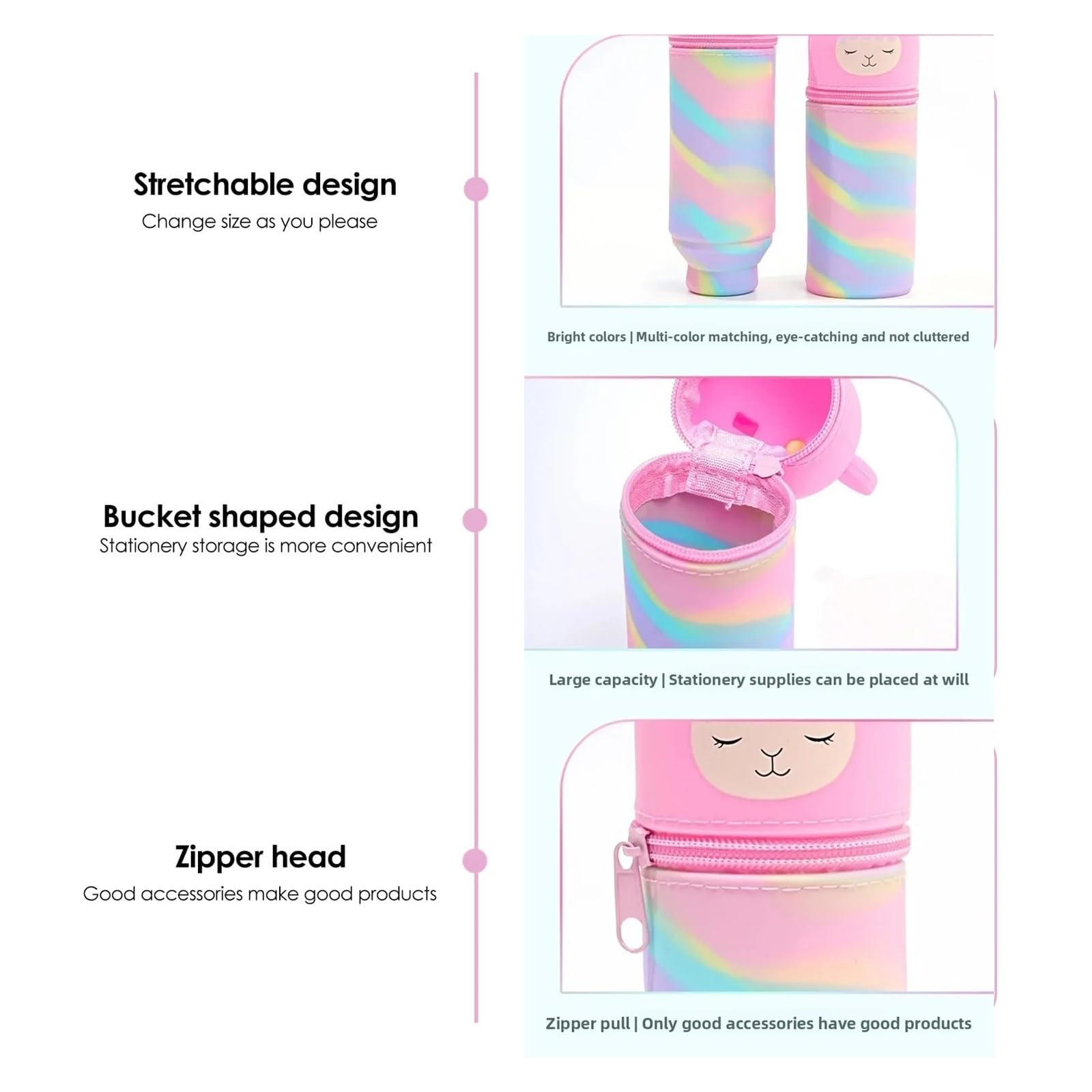 Simpatico astuccio in silicone for studenti | Cartone animato Kawaii, grande capacità, multiuso, portapenne dritto, custodia