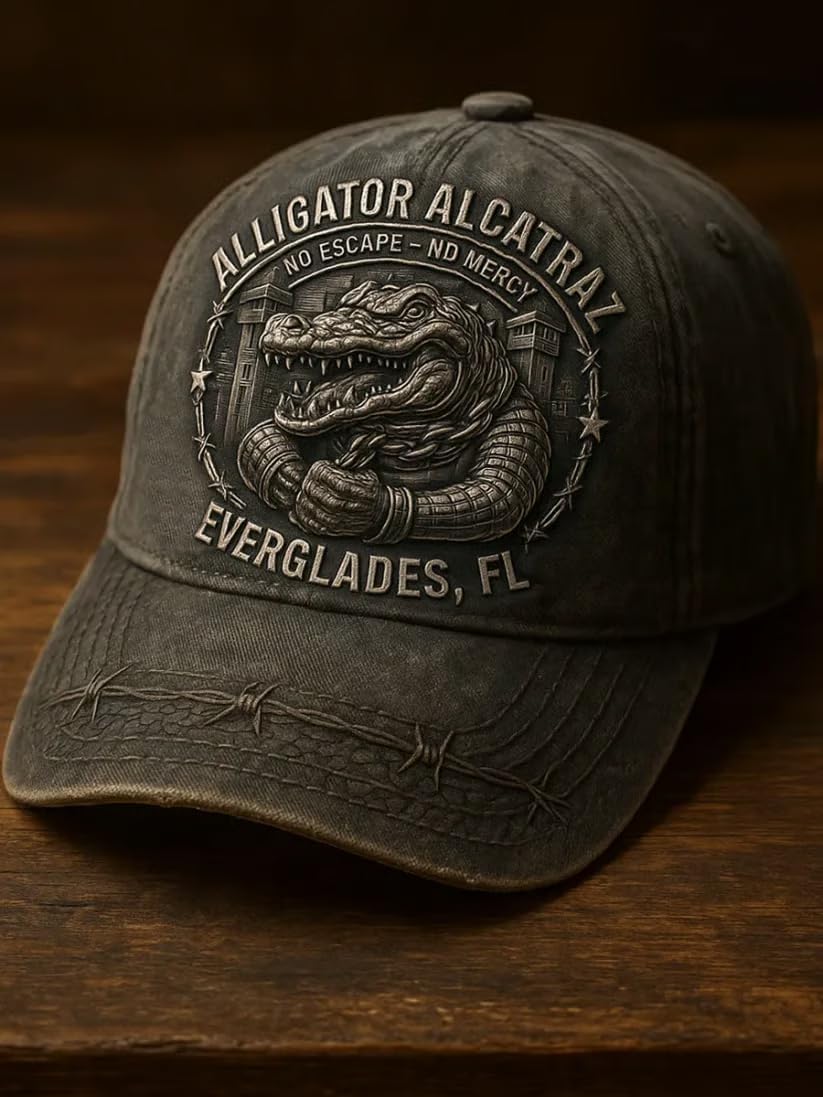 Unisex Alligator Alcatraz No Escape Print Patriotic Baseball Cap - Image 2