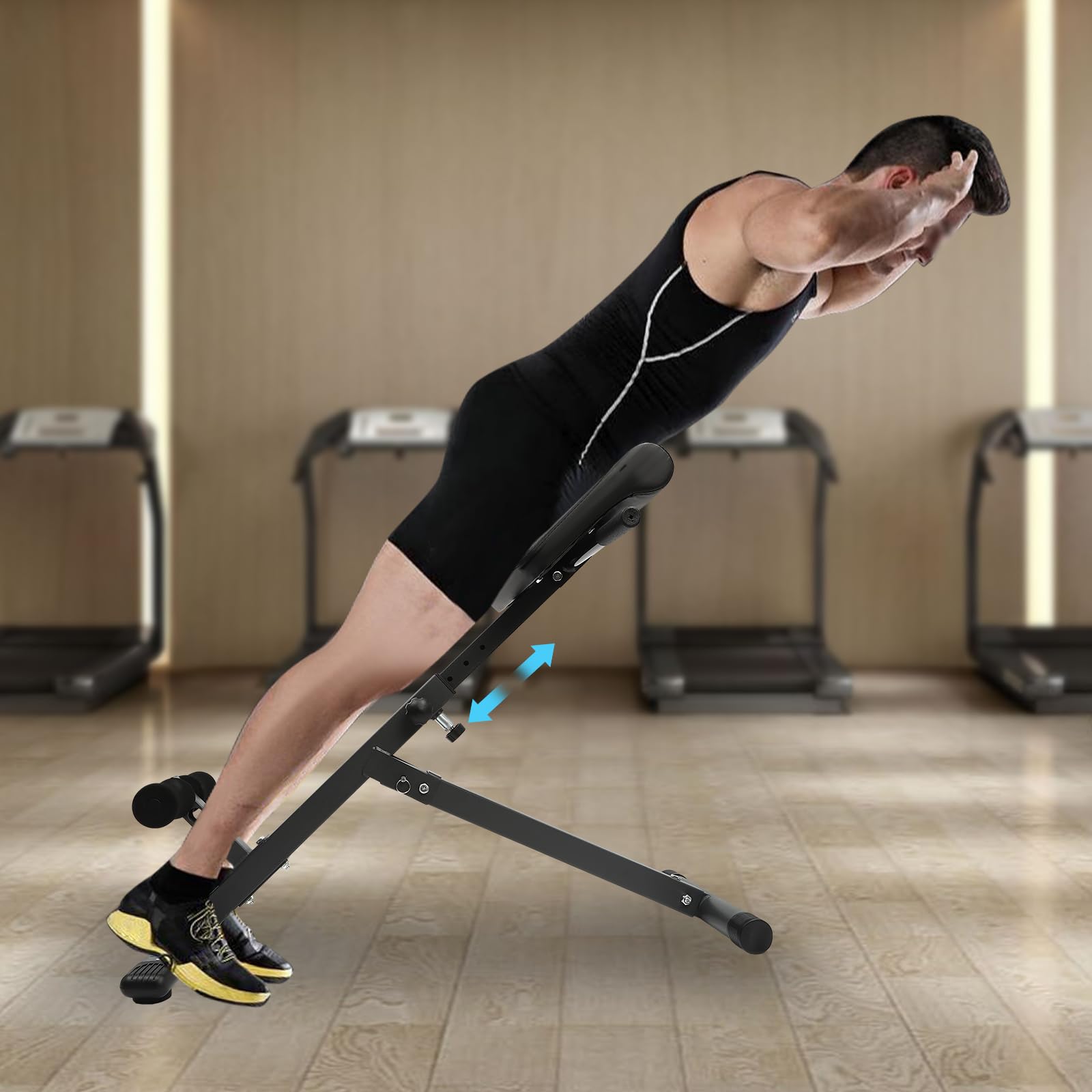 Foldable Hyperextension Roman Chair, 5 Level Adjustable Training Benches, Back Extension Bench for for Glute Hamstring & Ab Workouts Multipurpose Exercise Equipment for Home Gym Fitness Black