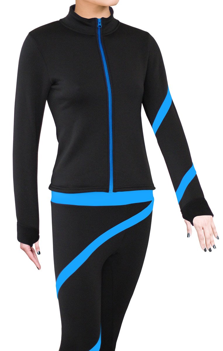 NY2 SPORTSWEAR Figure Skating Polartec Polar Fleece Spiral Jacket (Deep Sky Blue, Adult Extra Small)