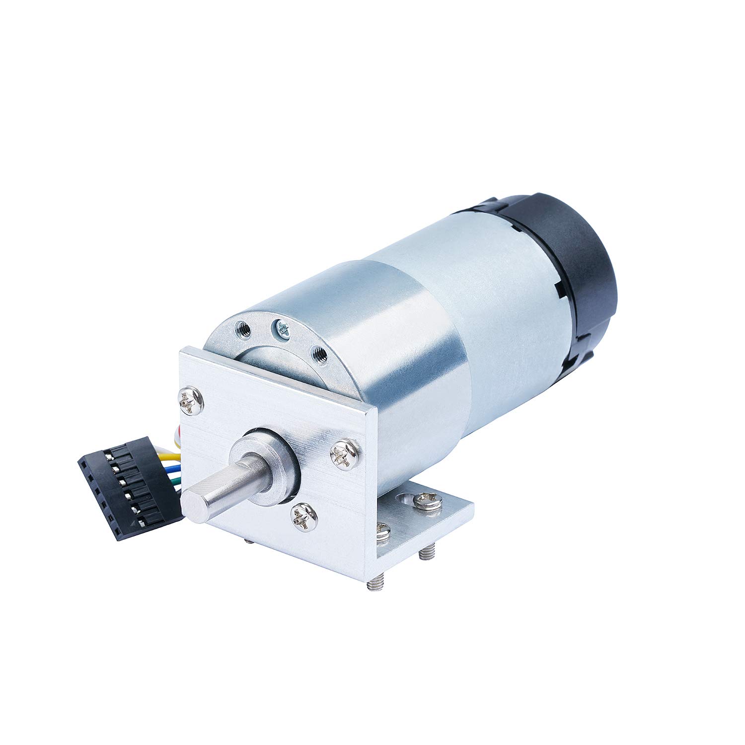 CQRobot Metal DC Geared Motor w/Encoder with Metal Mounting Bracket -12V/1100RPM /5.1Kg.cm.
