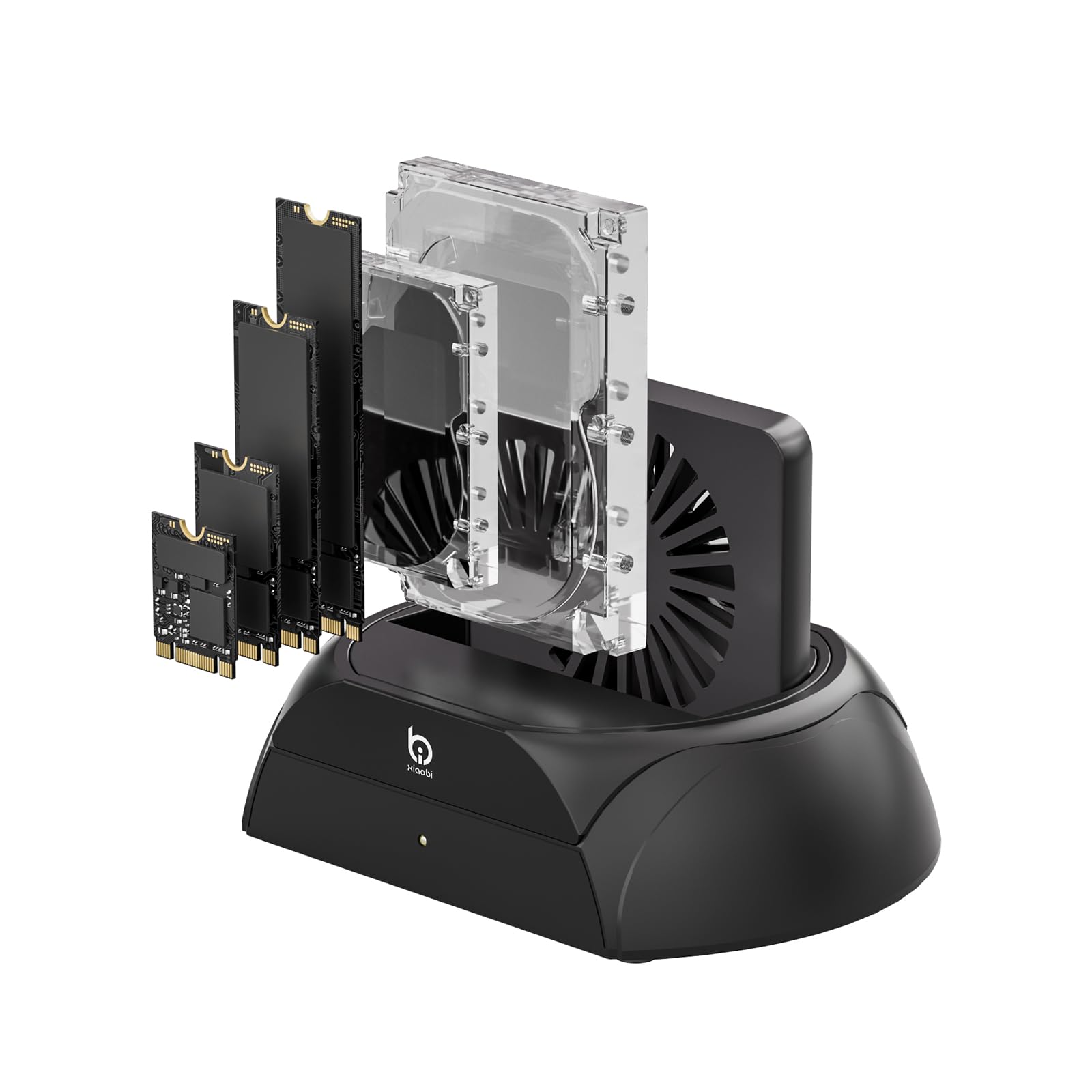 Xiaobi Hard Drive Docking Station, Pcie NVMe Adapter with Cooling Fan Superior Cooling Efficiency, External Hard Drive Reader Compatible with M.2 NVMe/SATA SSD & 2.5