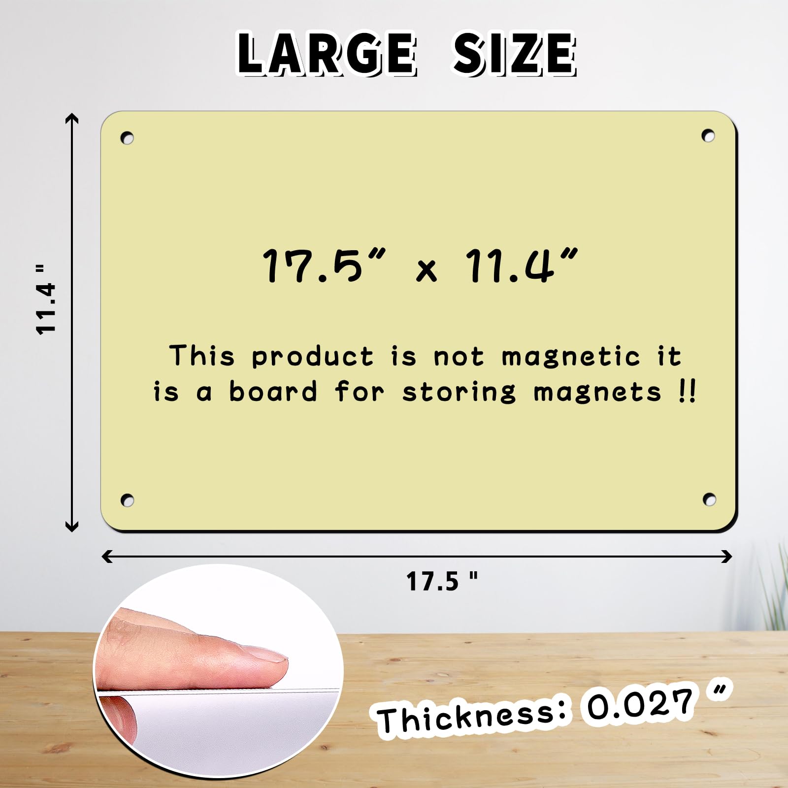 Paquete de 2 pizarras magnéticas de 17.5 x 11.4 pulgadas para mostrar notas, fotos, letras magnéticas, adecuado para paredes, refrigeradores, armarios, etc (amarillo)
