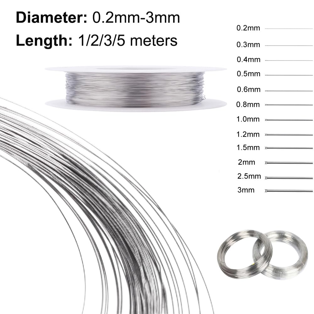 SKYPRO 99.99% Pure Titanium Wire - 2mm (12 ga), 2 Meters - Silver