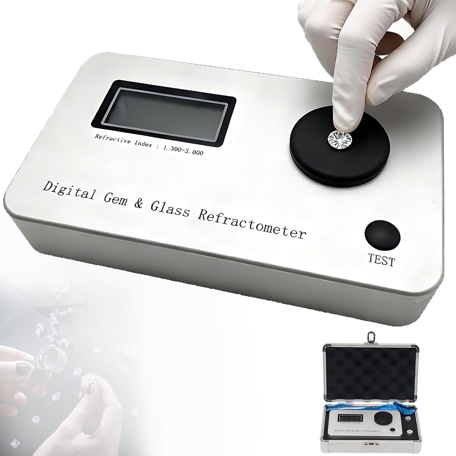 Refractómetro digital de piedras preciosas, probador profesional para identificar índice de refracción 1.300-3.000, adecuado para rubí, jadeíta, zafiro y diamante