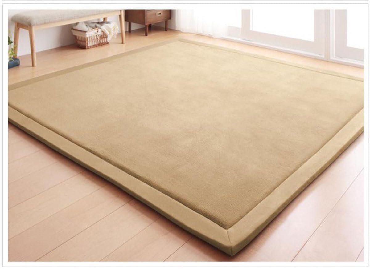korallen Samtmatte, Kinderteppich, Krabbelmatte Weiche für Babys, Teppich Für Kinderzimmer-Natural brown-100 * 120cm