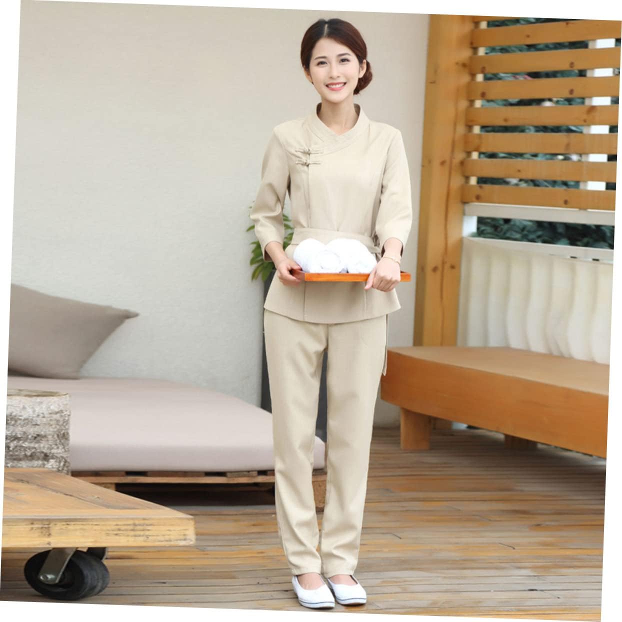 LIFKOME Hair Dyeing Clothes Work Dress for Women Uniform Scrub Pants Men Grooming Kit Spa Work