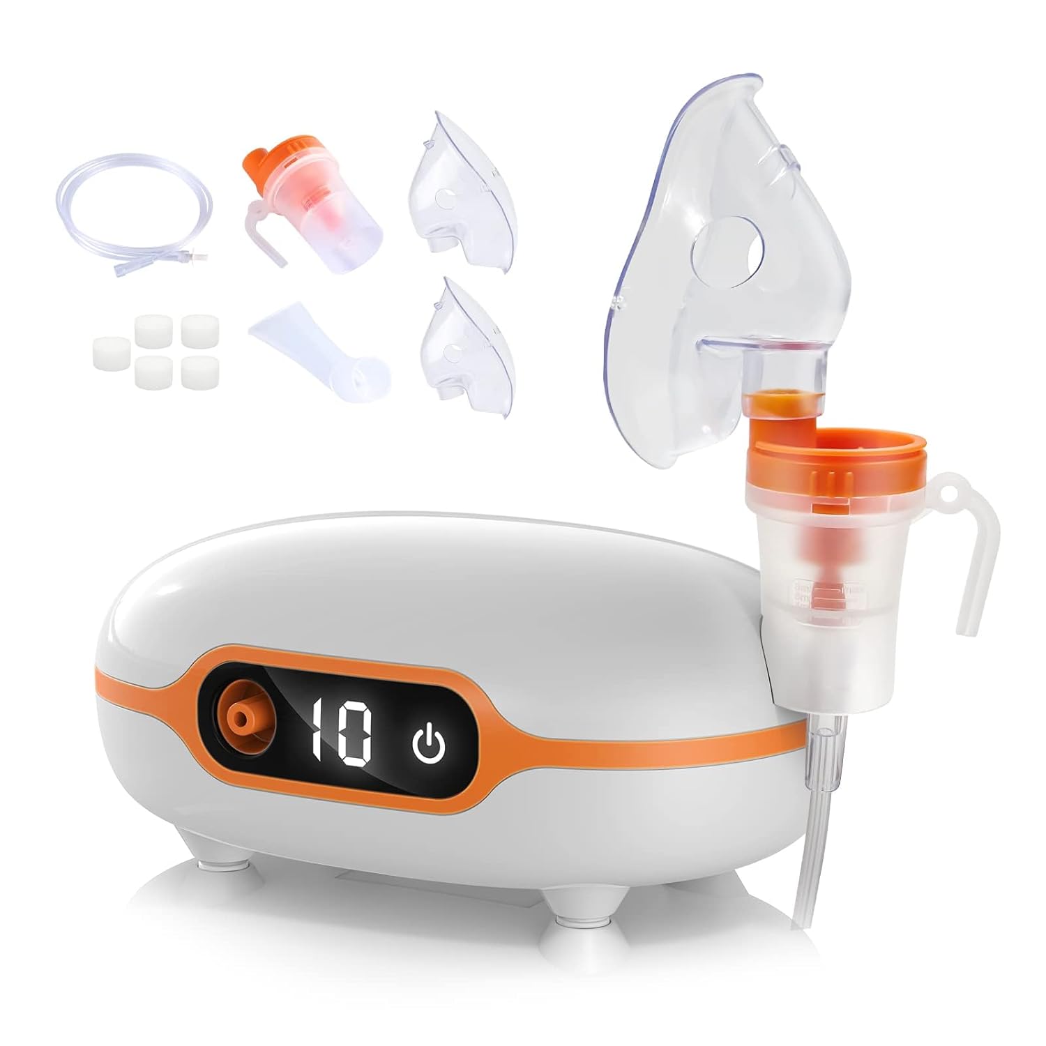 04 Portable Nebulizer, Nebulizer Machine for Adults Kids, Mini Handheld Nebulizer with Mouthpiece Adults&Chlid Masks, Steam Inhaler of Cool Mist for Travel and Home Use