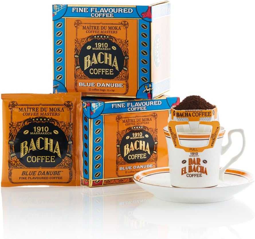 Bacha Coffee | Blue Danube Fine Flavoured, Medium Roast, 100% Arabica Specialty Coffee, 12 Coffee Drip Bags, Gift Box