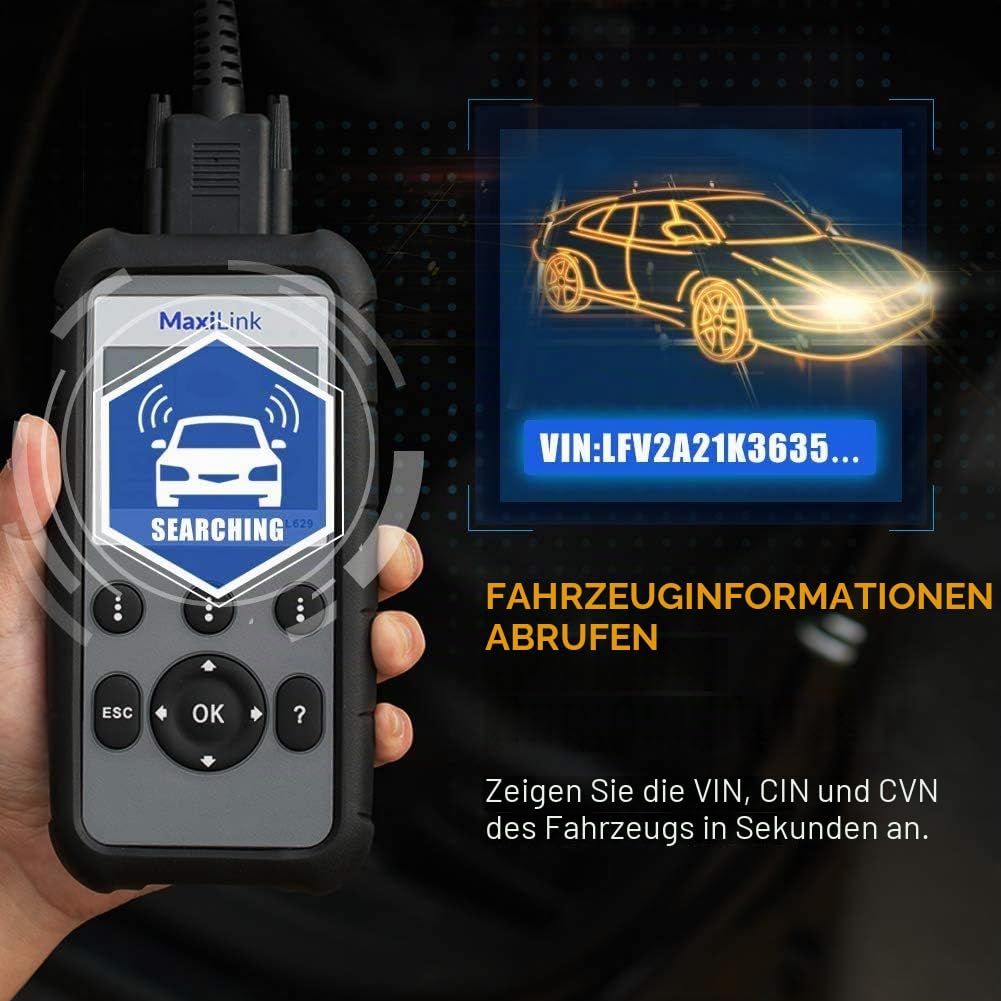 Autel ML629 OBD2-Diagnosegerät Kfz-Auslesegerät alle OBDII Dieselmotor Benzinmotor, Airbag Antiblockiersystem Motor Getriebe System Tiefe Diagnose, 14 Sprache Deutsche inkl. | Mechanic Full OBDII Code Reader w/DTC Lookup AutoVIN, OBD2 Live Data, Up of AL6