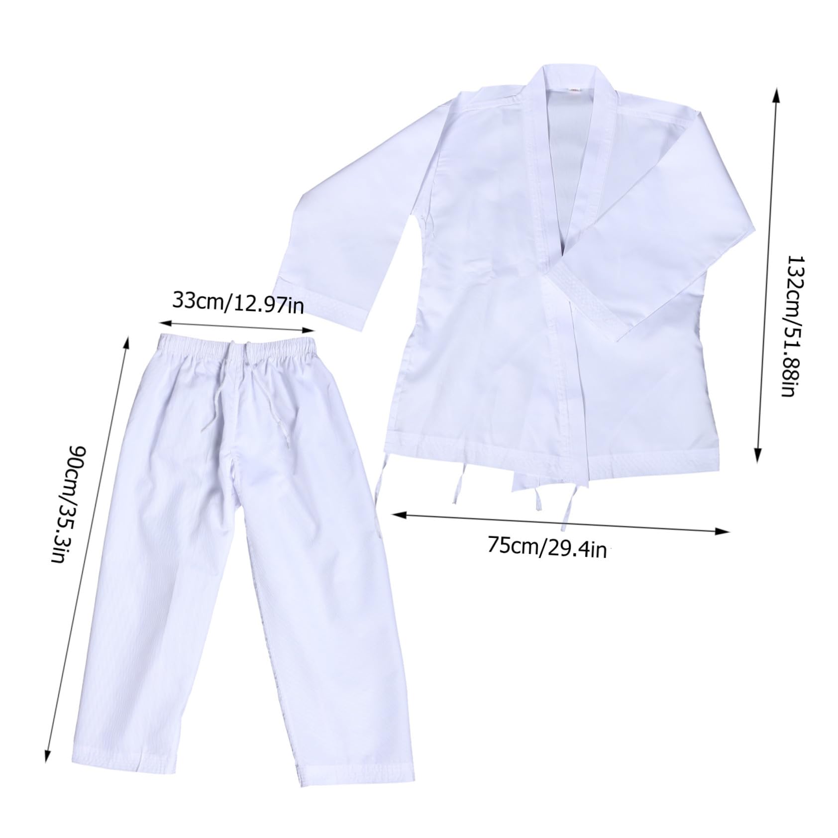 COLLBATH Uniforme de Taekwondo Adulte Blanc Respirant Tissu Solide Ceinture Réutilisable 160 cm Arts Martiaux