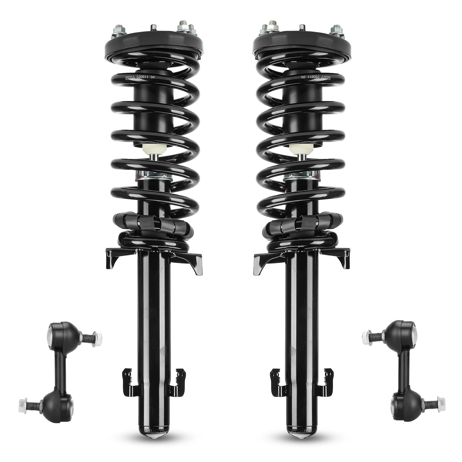 Front Struts w/Coil Spring Shock Absorbers Assembly + Sway Bar End Links for 2008 2009 2010 2011 2012 Honda Accord 2.4L Sedan Coupe 172562 K90456 K90457 (4pc)