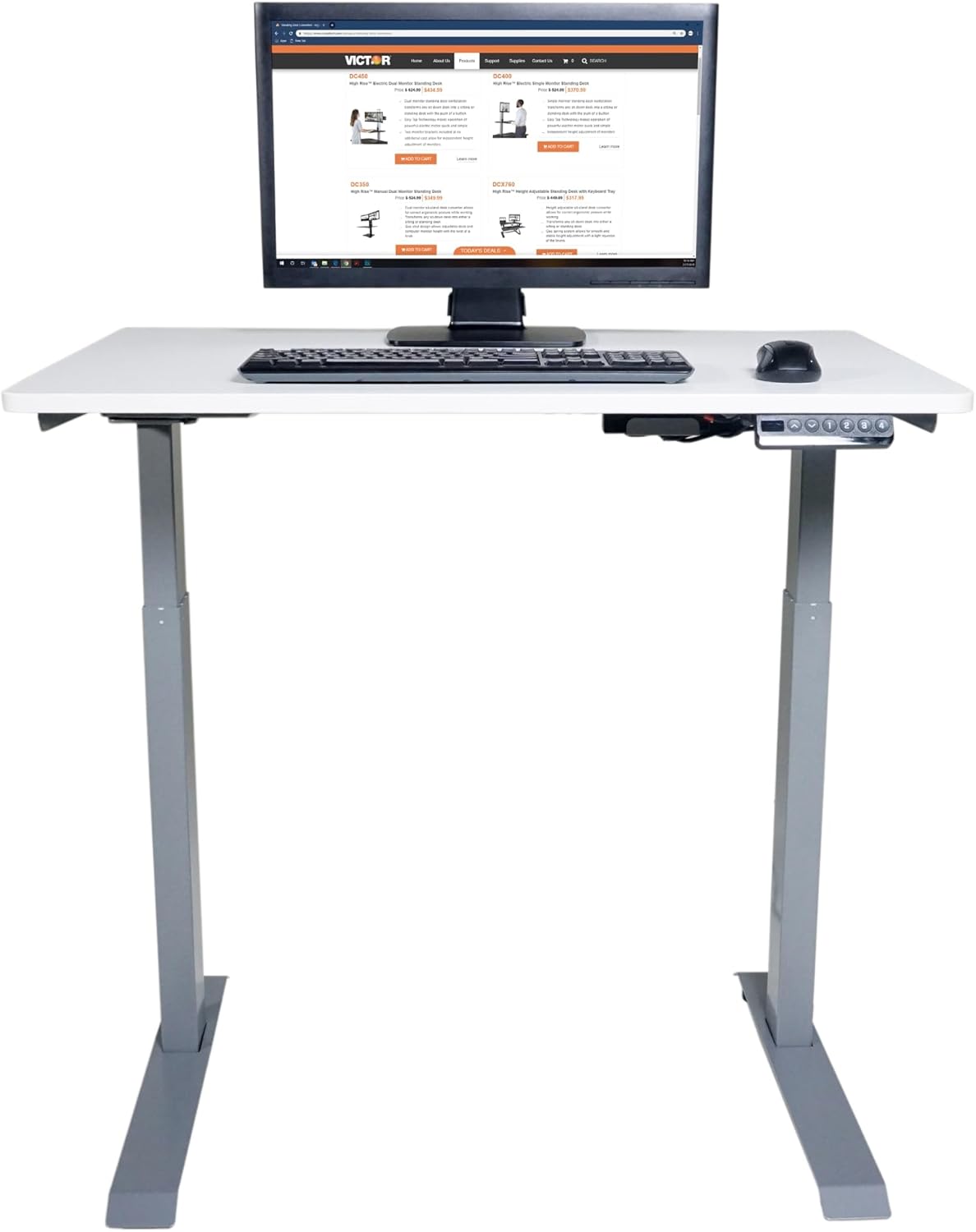 Victor DC830W 36x23.6 (3ft) Electric Sit-Stand Height Adjustable Compact Workstation, Quiet Motorized Standing Desk with Four Memory Function, Fast and Easy Assembly, Perfect for Home or Office, White