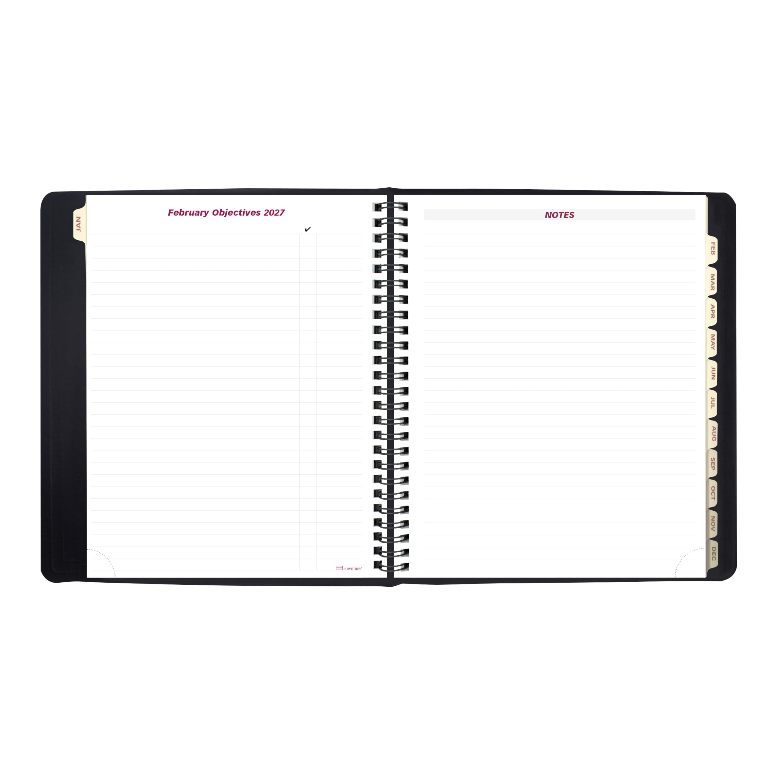 Brownline® - Planificador semanal/mensual esencial 2027, 12 meses, enero a diciembre, encuadernación de doble alambre, 8.5 x 6.75 pulgadas, negro (CB850.BLK)