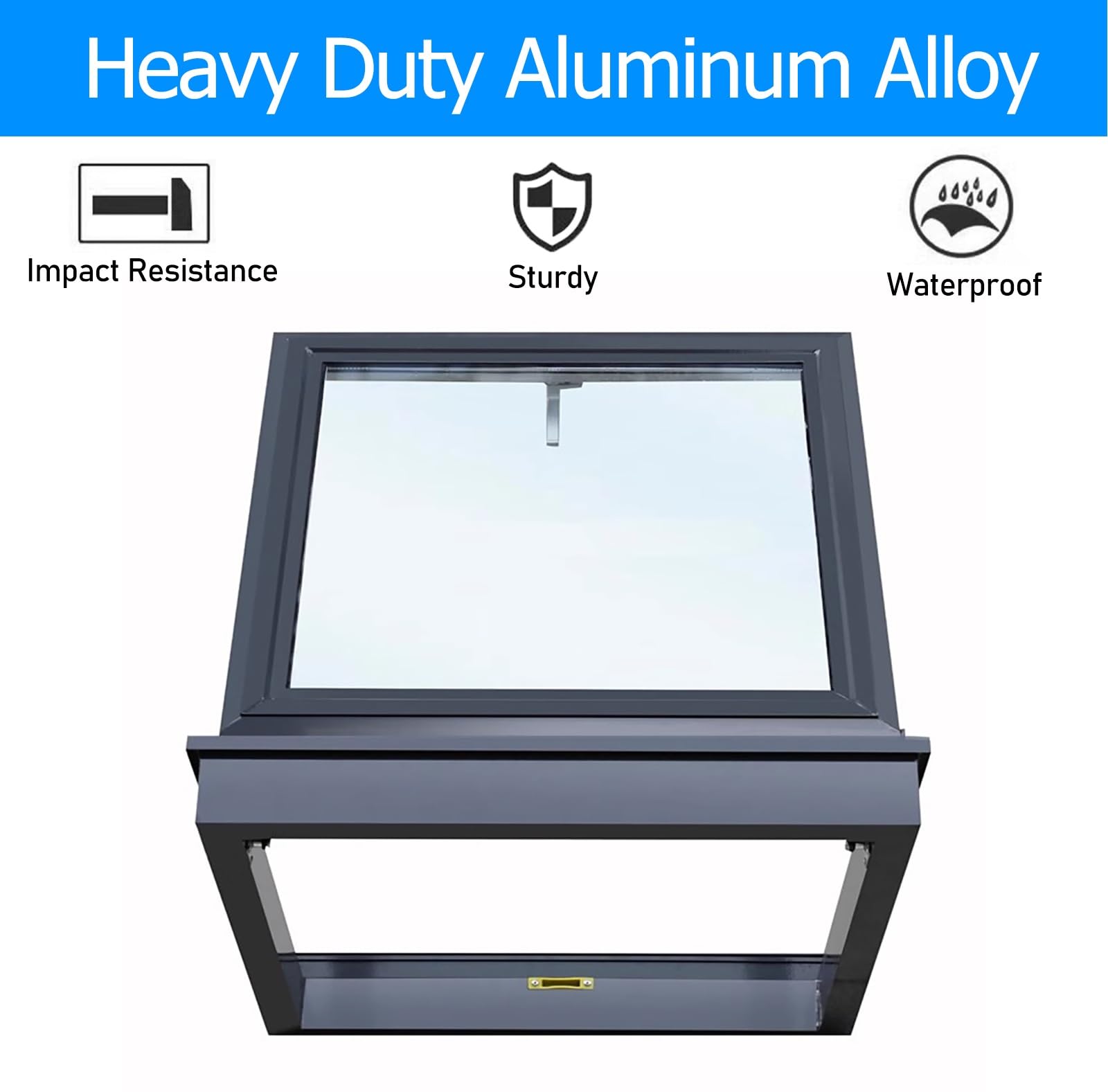 Lar Egress - Luz de techo plana de aluminio con doble capa templada, escotilla de acceso para áticos/habitaciones de sol (60 x 85 cm / 23.6x33.5in)