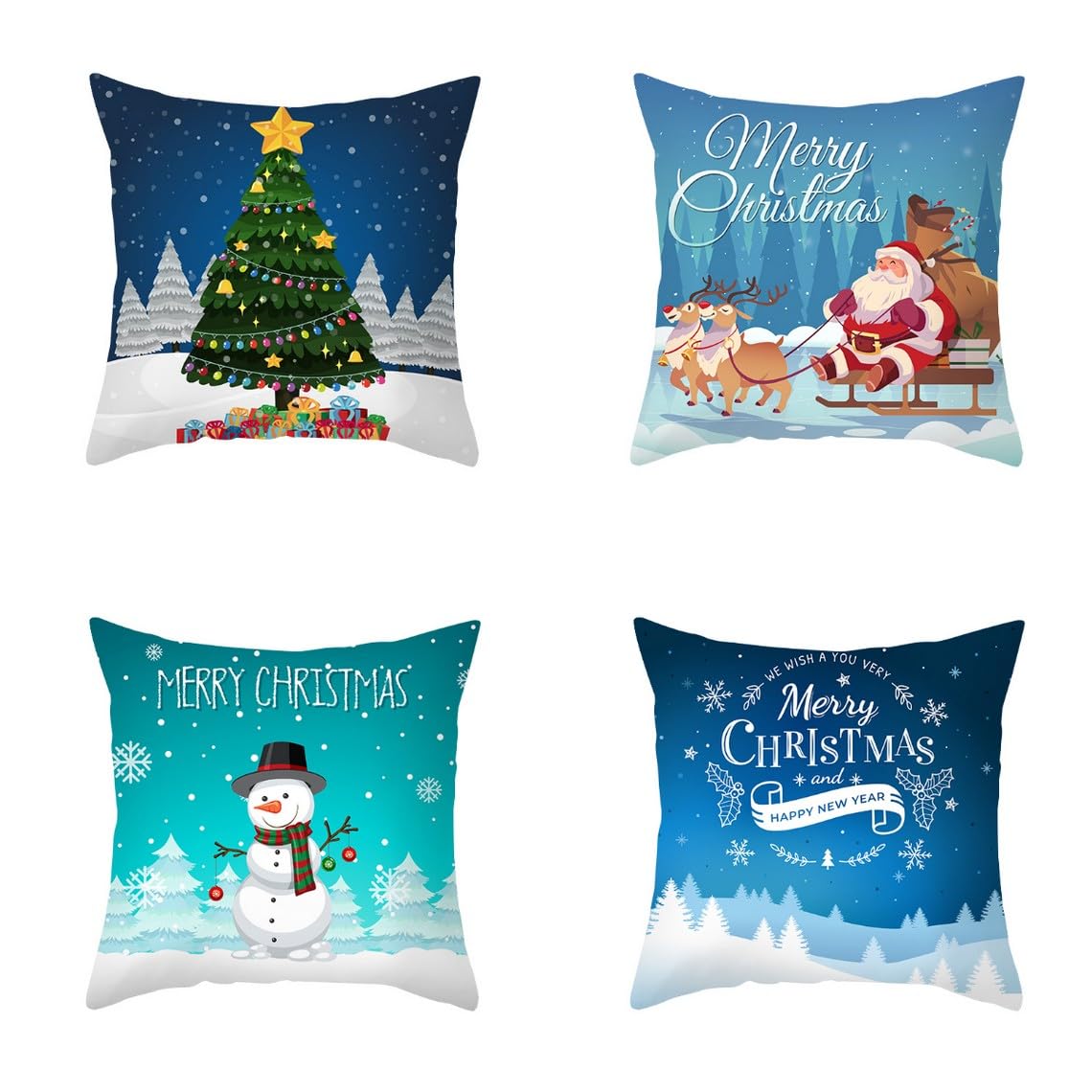 Chenlane Silk Pillow Covers Vintage Style Outdoor Couch Cushion Replacement Christmas, Indian Case Sofa Decorative 50x50 cm, 4Pcs