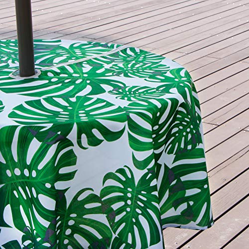 Image of EHouseHome Outdoor Indoor 70inch Round Tablecloth with Umbrella Hole and Zipper, Waterproof Zippered Patio Table Cloths, Spring /Summer Table Covers for Backyard Circular Table /BBQs /Picnic