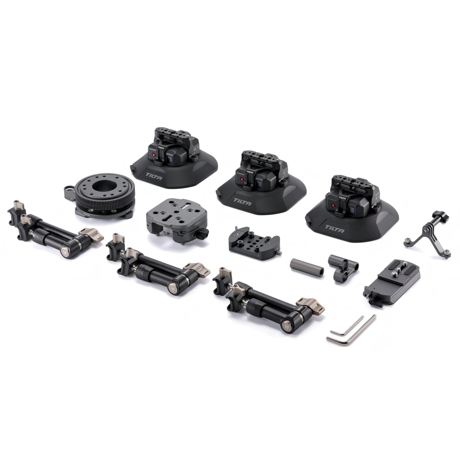 Tilta Hydra x Dan Ming Speed Pan System Pro Kit, Sistema di Montaggio per Auto con Mini Testa Inclinabile, Ventose Elettroniche da 4,5″ - Nero HDA-T19-B