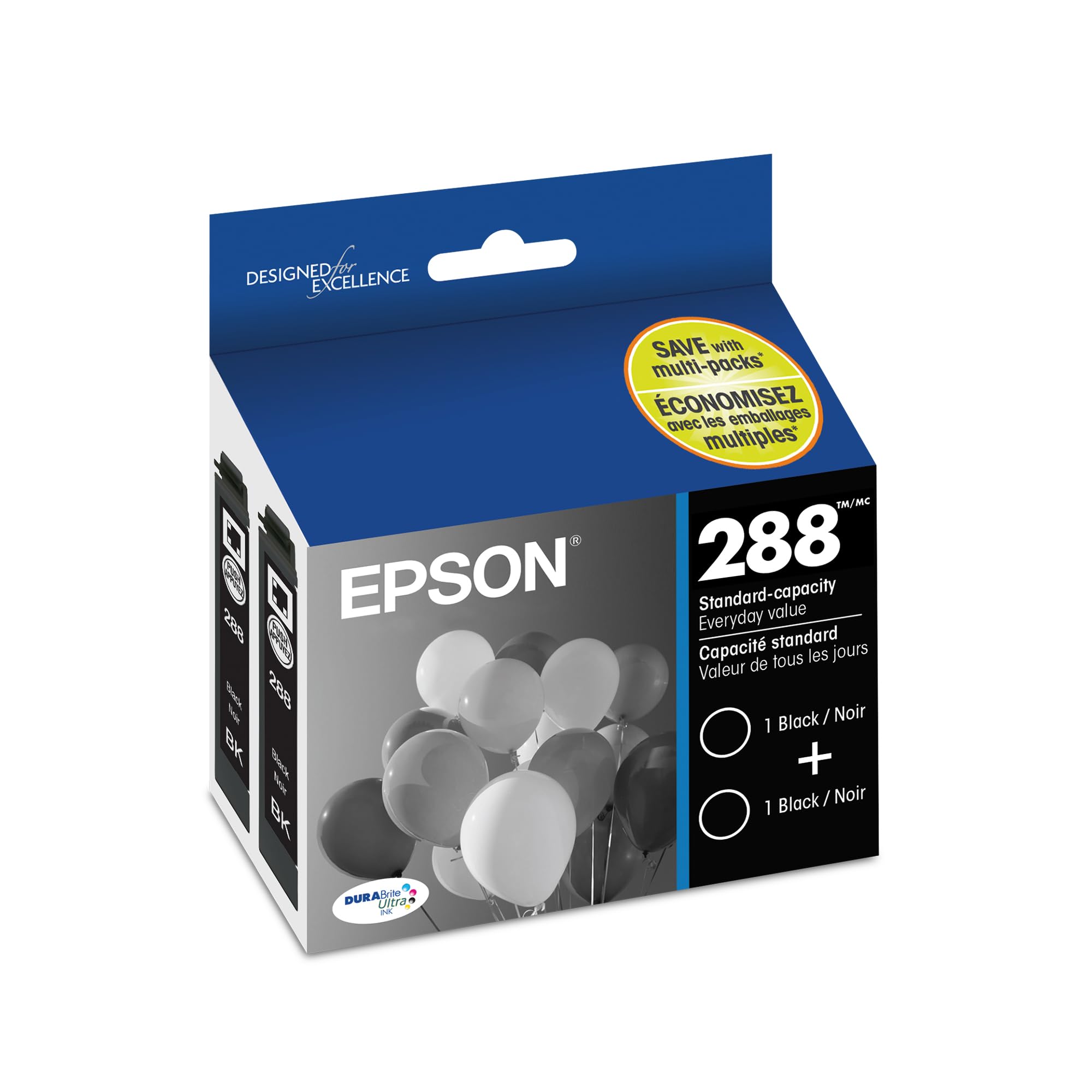 EPSON 288 DURABrite Ultra Ink Standard Capacity Black Dual Cartridge Pack (T288120-D2) Works with Expression XP-330, 430, 434, 340, 440, 446
