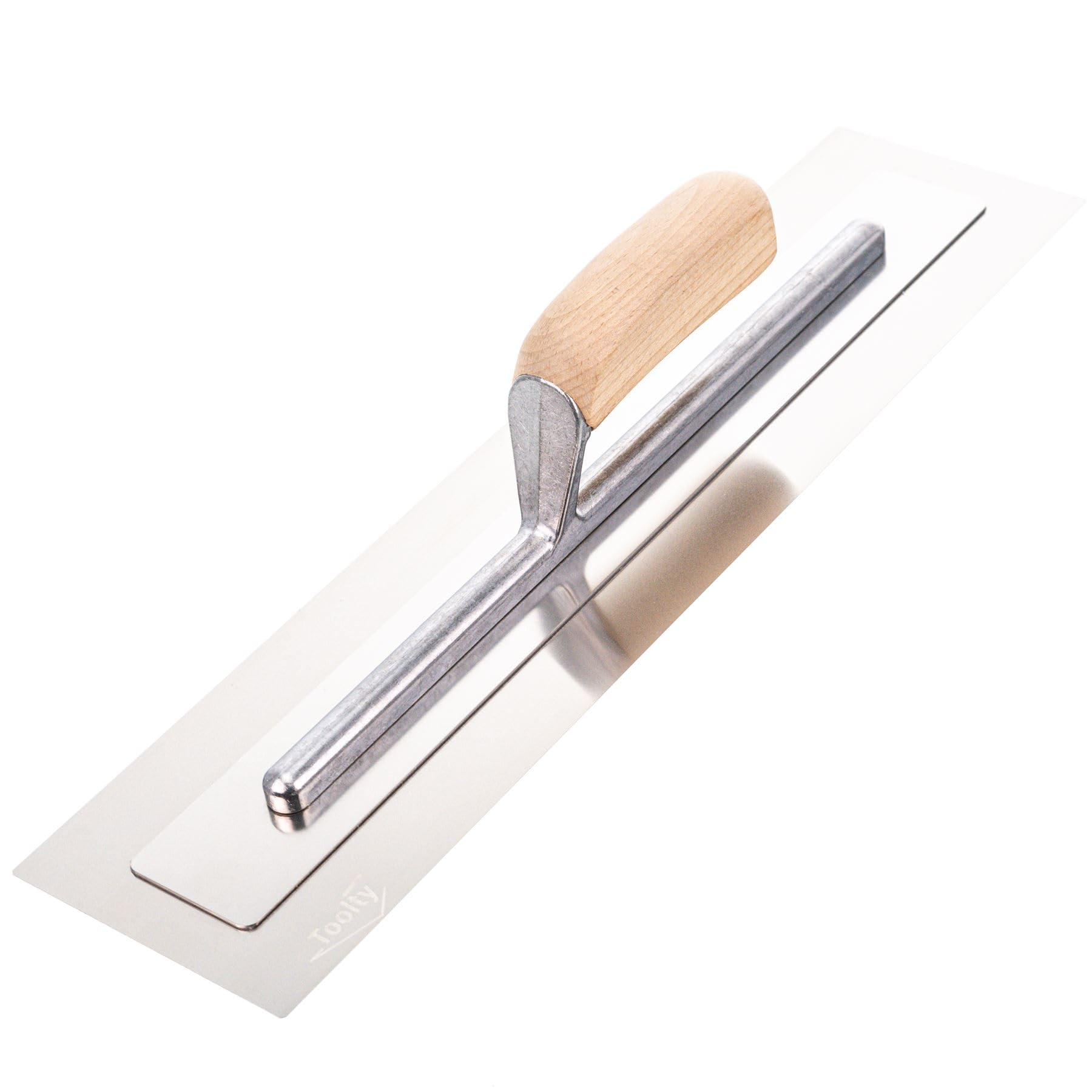 Toolty Light Ultra Flexible Plaster Finishing Trowel - Stainless Steel Finishing Hand Tool - With Wooden Handle - 18 Inch - Tt225-4402