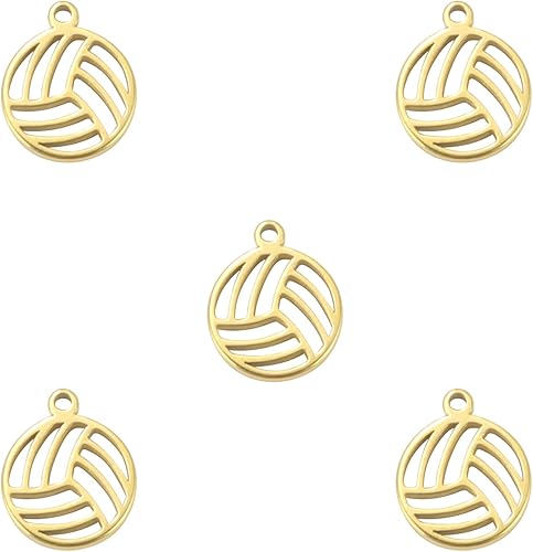 kkjoy 5 dijes de bola deportiva de acero inoxidable para hacer joyas y manualidades, varios dijes, suministros de manualidades, accesorios para