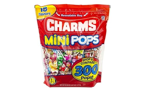 Charms Mini Pops 18 sabores surtidos con bolsa resellable 300 unidades Charms Mini Pops 18 sabores surtidos con bolsa resellable 300 unidades