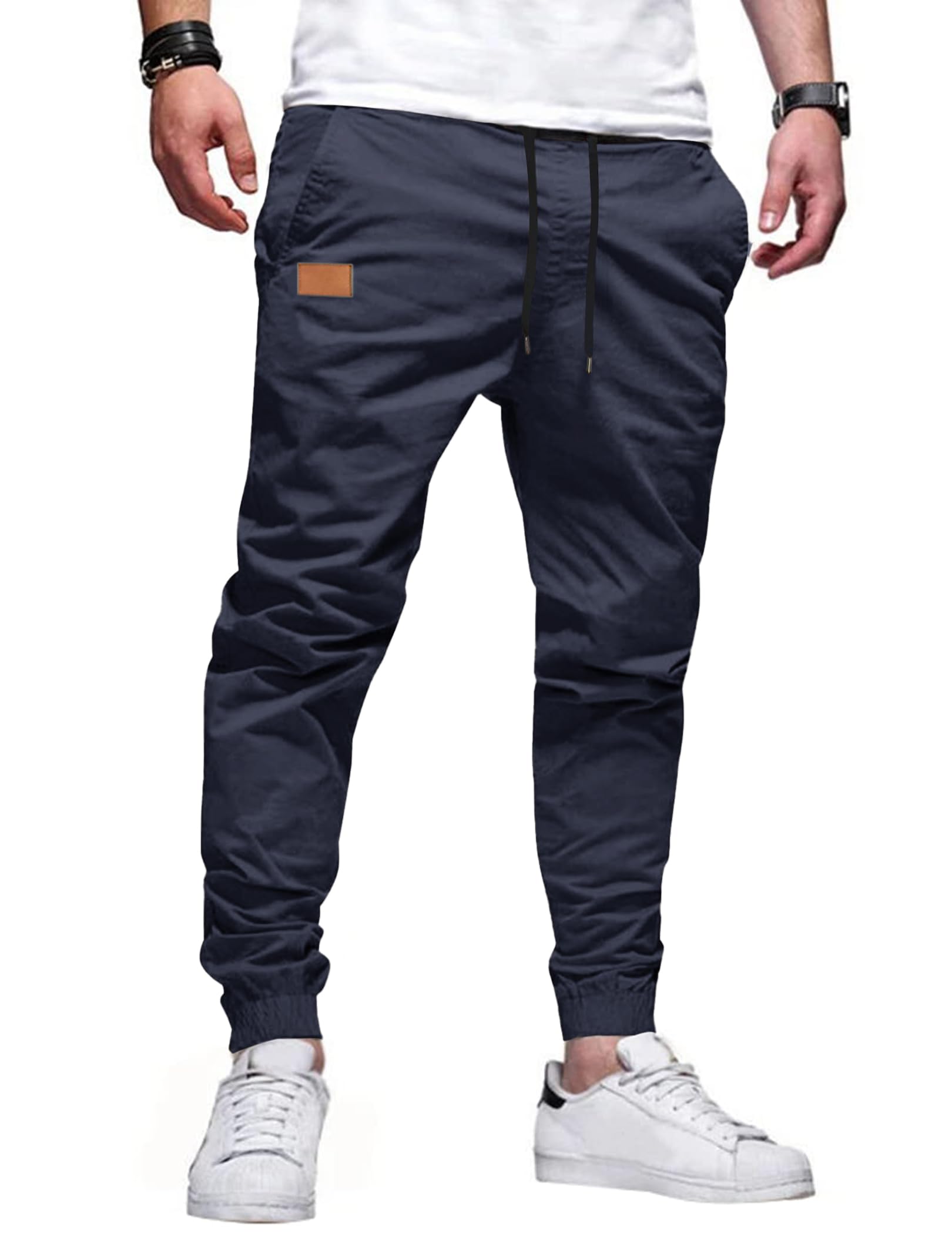 TARAINYA Pantaloni Uomo Cotone Jogging Chino Cargo con Tasche Laterali Coulisse Vita Elastica Casual