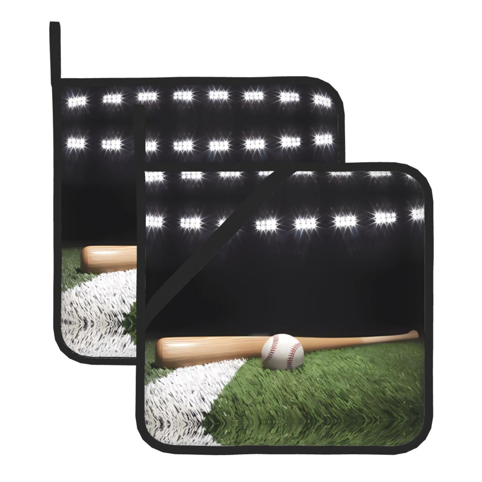 HJFCZH Baseball Sports Field Prints Square Hot Pads for Kitchen Counter - Waterproof Pot Holders, Durable Heat Resistant Throw Layers for Serving, Oven & BBQ - 2 Pack