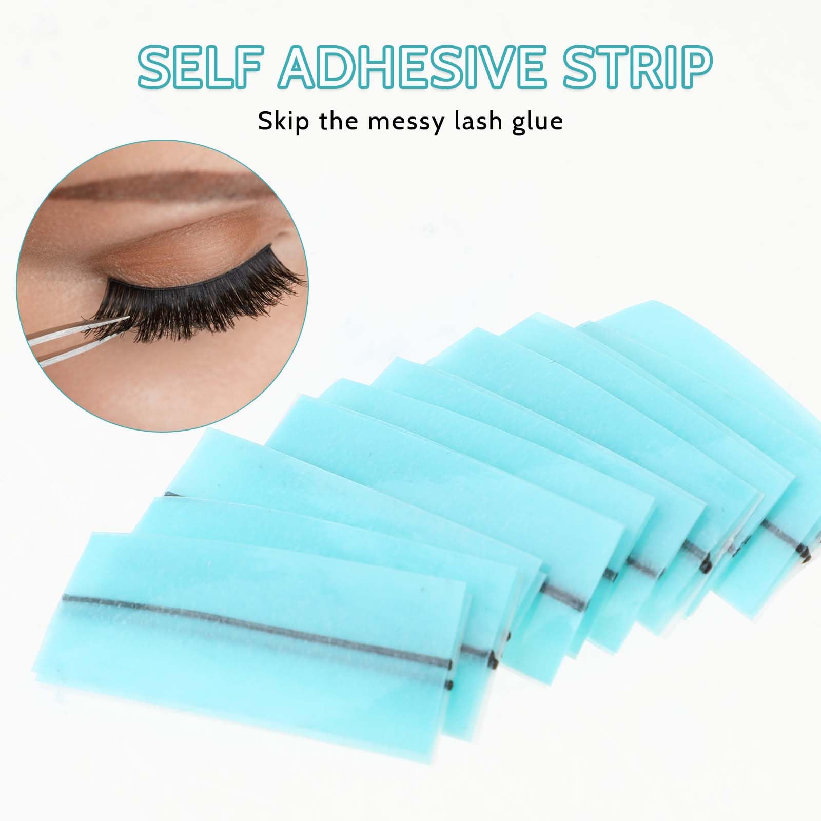 120PCS Self Adhesive Eyelashes Tape, Strong-Hold False Lashes Adhesive Strips Reusable Lash Glue Strip Lash Glue Liner for Fluffy Mink False Lashes Natural Look Long Lasting Lash Buddy