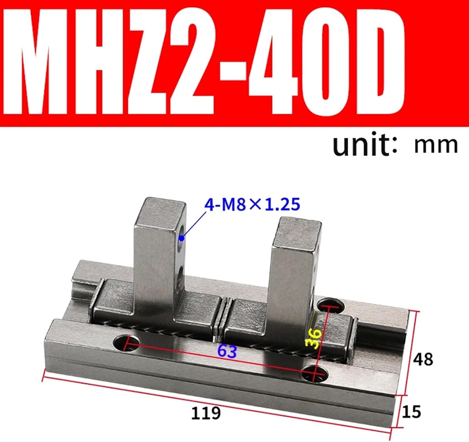 Parallel Finger Cylinder Claw Head MHZL2 MHZ2 Jaw 16D 20D 25D 32D Ball Clamping Claw Cylinder Accessories(Mhz2-40d)
