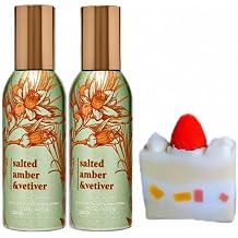 Salted Amber & Vetiver - White Barn - Bath/Body Work - 2 Concentrated Room Spray 1.5 oz / 42.5 g and Strawberry Soap Cake Label Artwork Varies