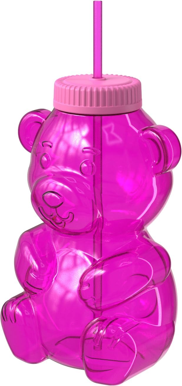 COOL GEAR Yummy Bear 64 oz Water Bottle, Reusable Bottle with Straw Lid, BPA Free - PINK image 2