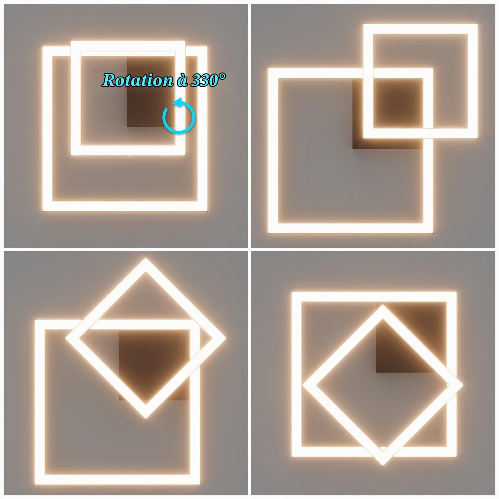 Klighten Plafonnier LED Dimmable avec Télécommande 35W Lampe de Plafond en Aluminium, Moderne Design Luminaire Plafonnier pour Salon Chambre Cuisine Couloir, 2400 LM, 3000K-6000K, Noir