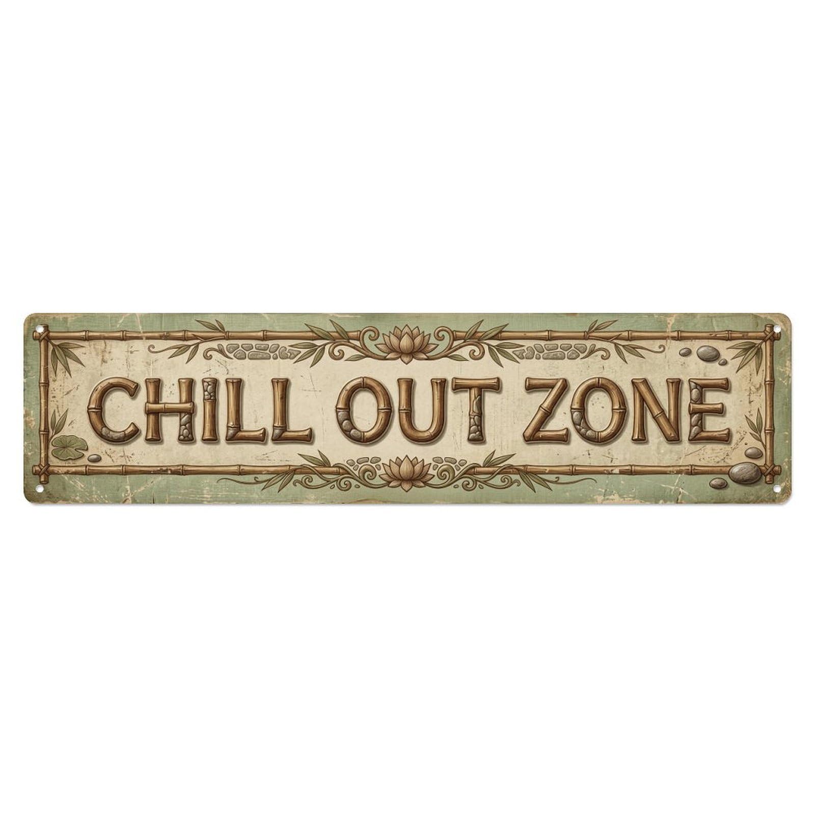 Chill Out Zone Faded Retreat Metal Tin Skinny Sign Plaque Wall Decor for Cafe, Club Bar, Office, Home Garden Metal Poster 4x16Inch