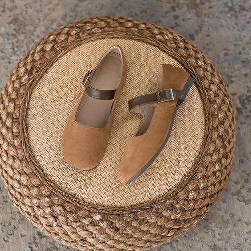 Women's Genuine Leather Mary Jane Flats Retro Fashion Adjustable Ankle Strap Round Wide Toe Comfor Slip On Orthotic Nurse Walking Shoes4